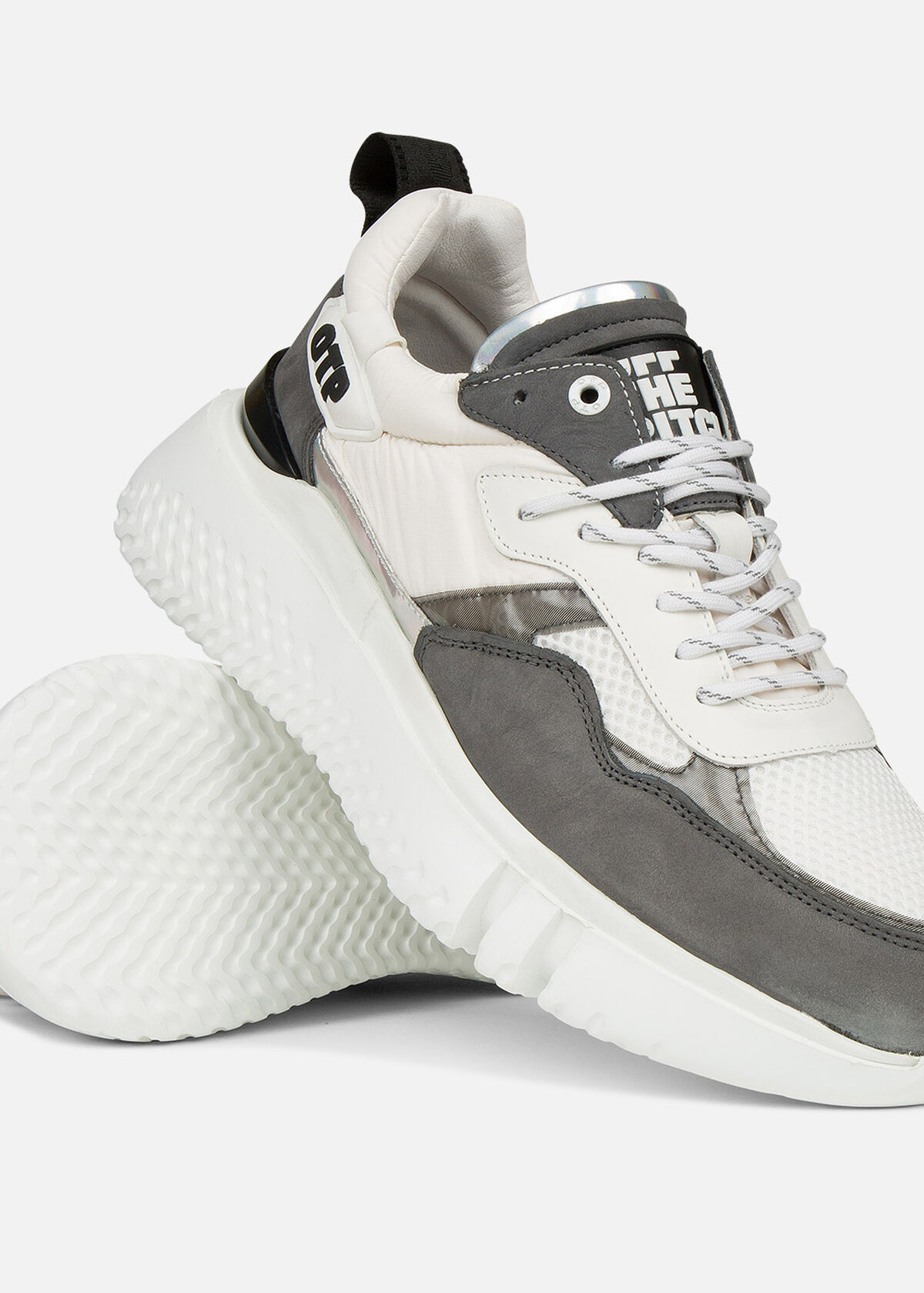Crunch Runner 2.0 - Grey - Leather/Nylon/Mesh, White, hi-res