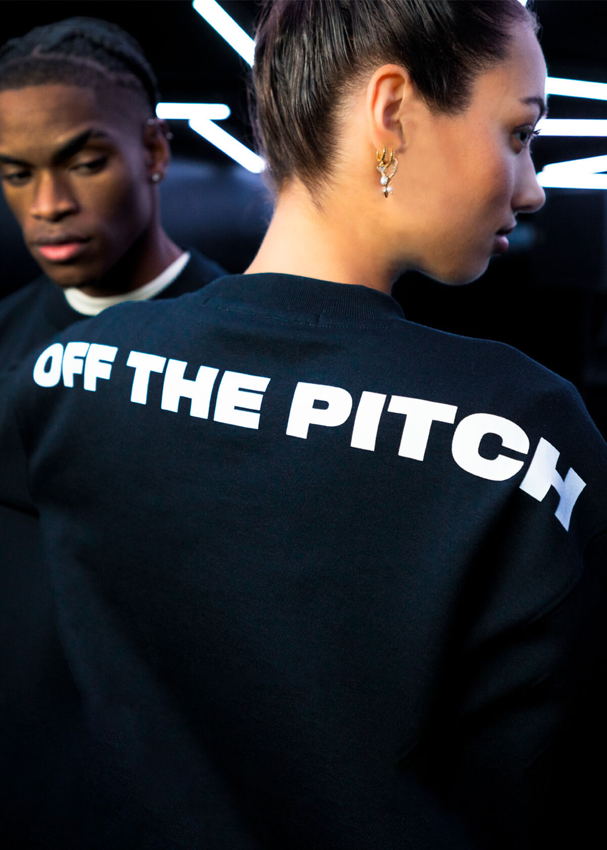 Offset Crewneck Woman - 78% Cotton/17% Polyester/5, Navy/Black, hi-res