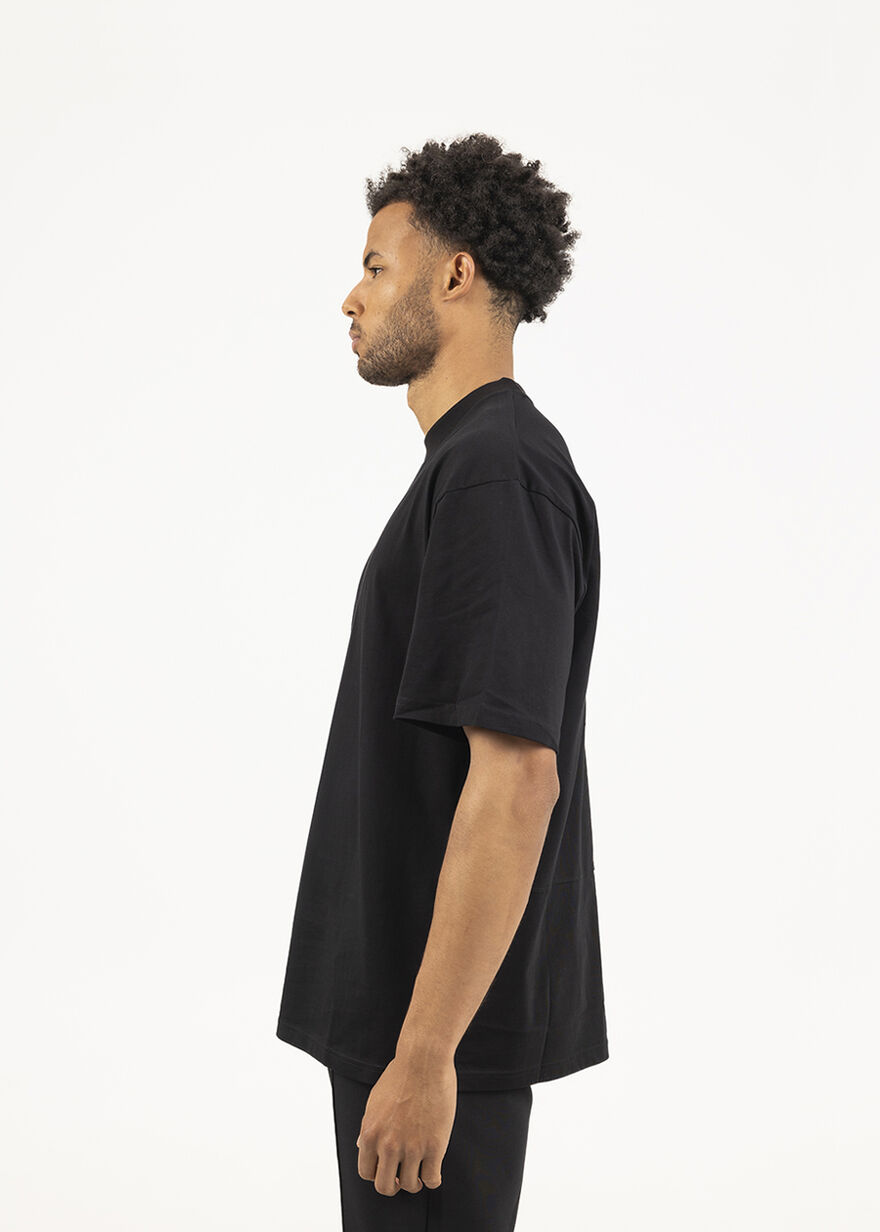 Overlock Loose Fit Tee - 100% Cotton, Black, hi-res
