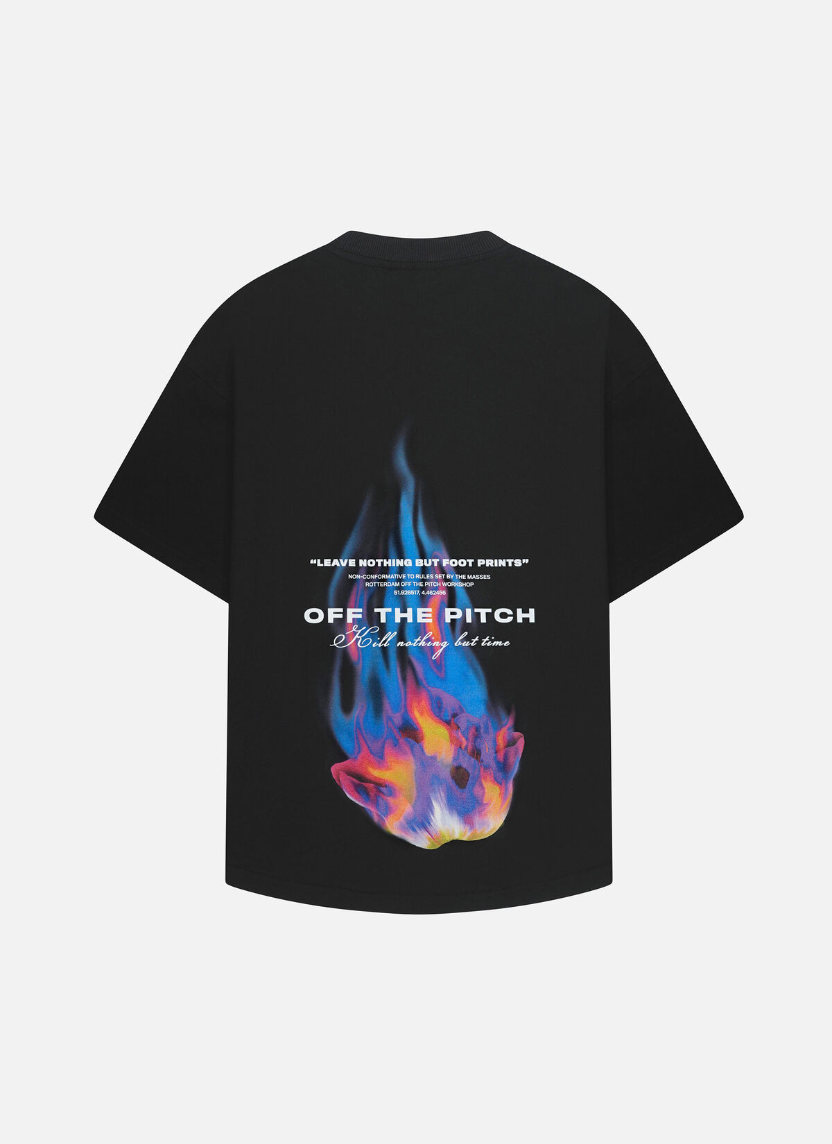 Burning Flower Oversized Tee, Black, hi-res