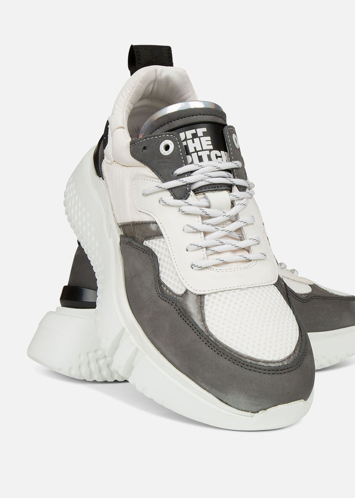 Crunch Runner 2.0 - Grey - Leather/Nylon/Mesh, White, hi-res