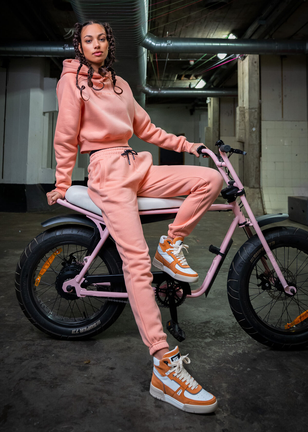 Comfort Sweat Suit Women - 100% Cotton, Peach, hi-res
