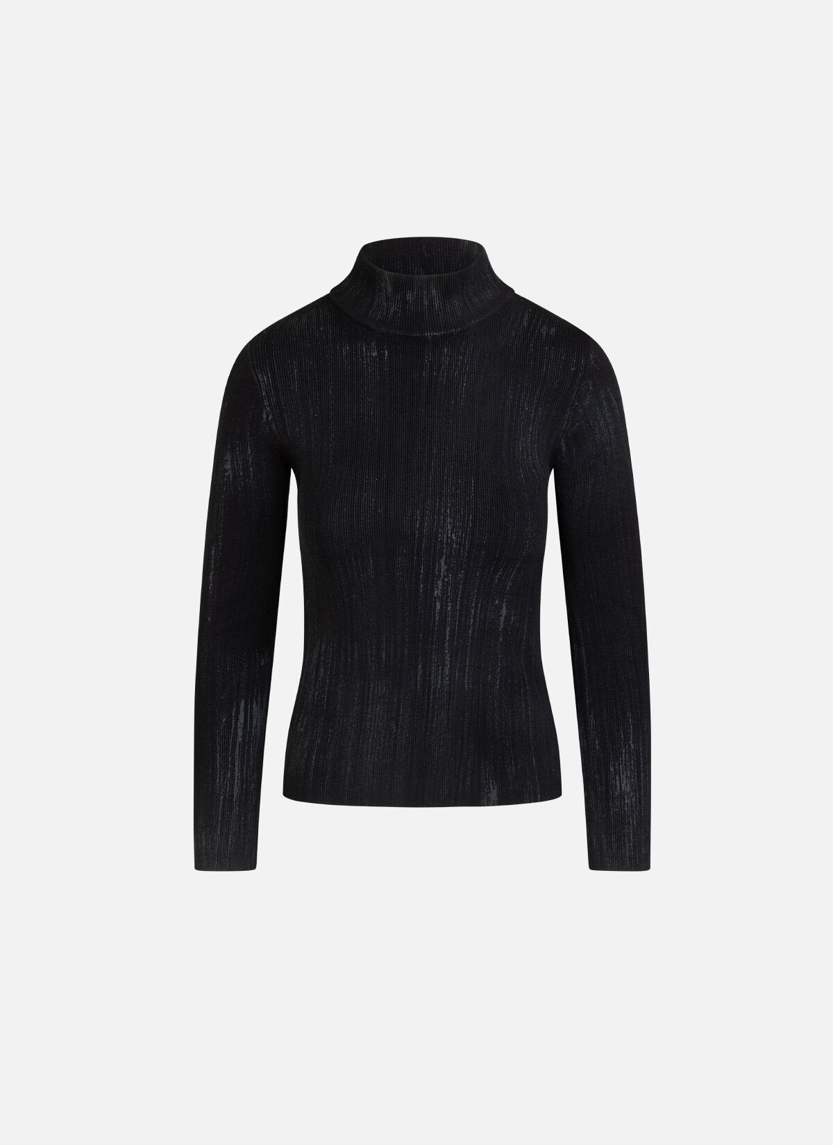 Knitted Turtleneck Mud Top, Black, hi-res