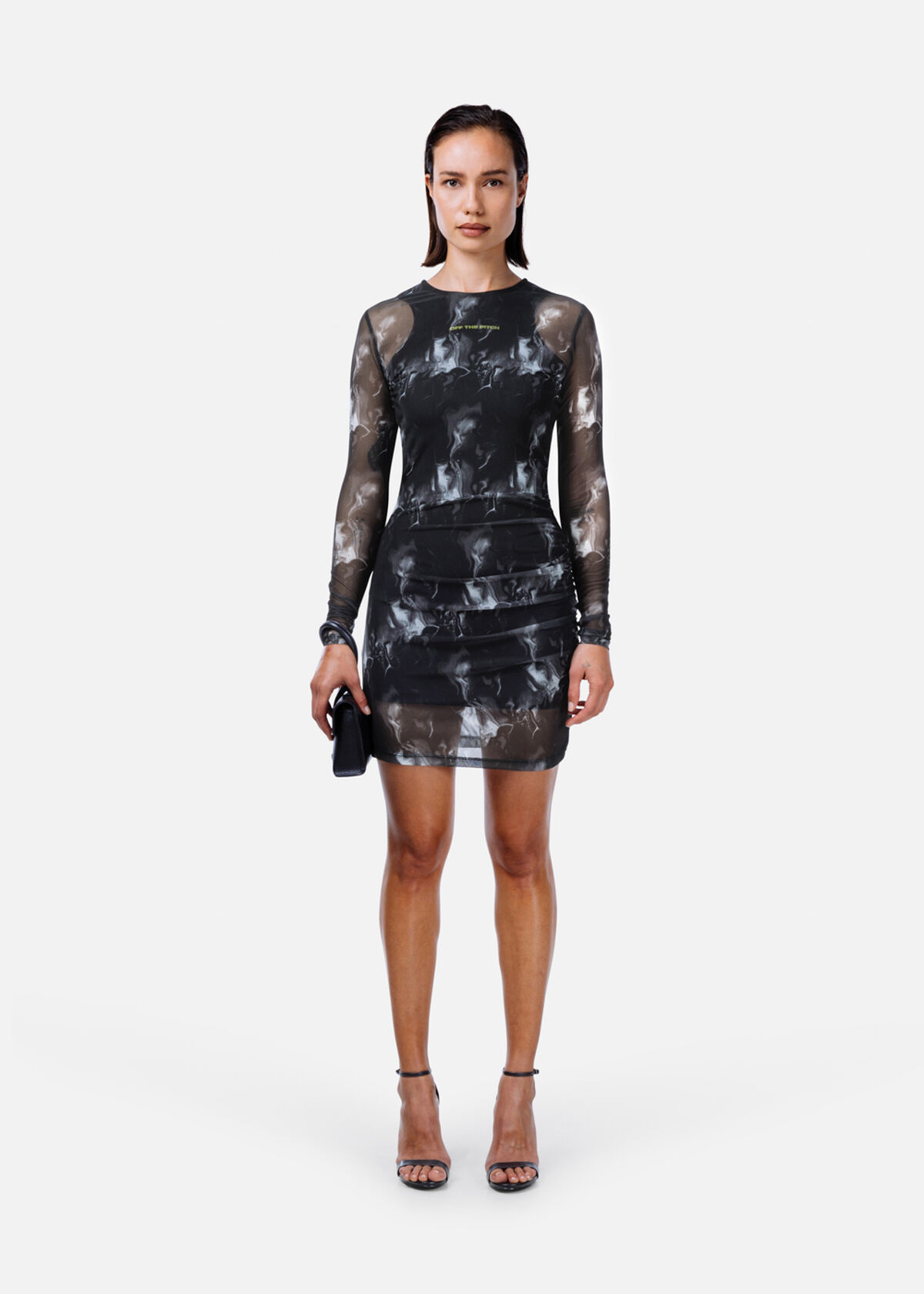 Marble Mesh Dress, Black, hi-res