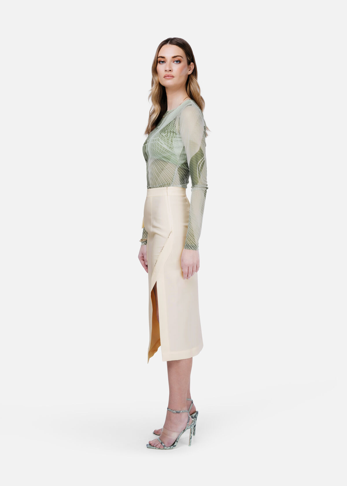 Asymmetric Smart Skirt, Off white, hi-res