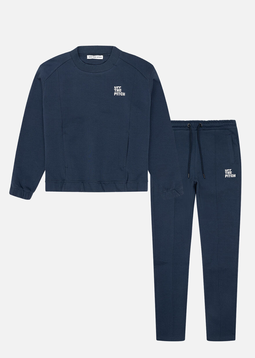 Offset Jog Suit Women - 78%Cotton/17%Polyester/5% , Navy/Black, hi-res