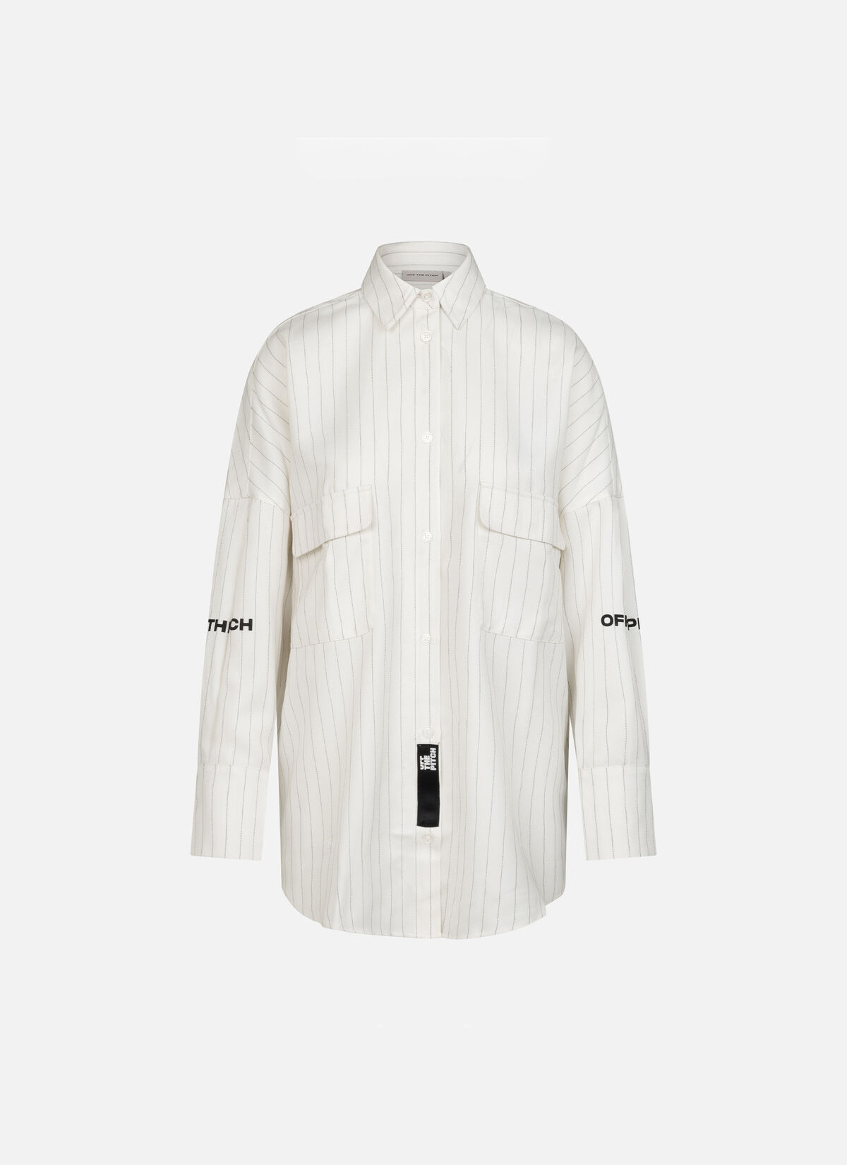 Oversized Stripe Shirt, White, hi-res
