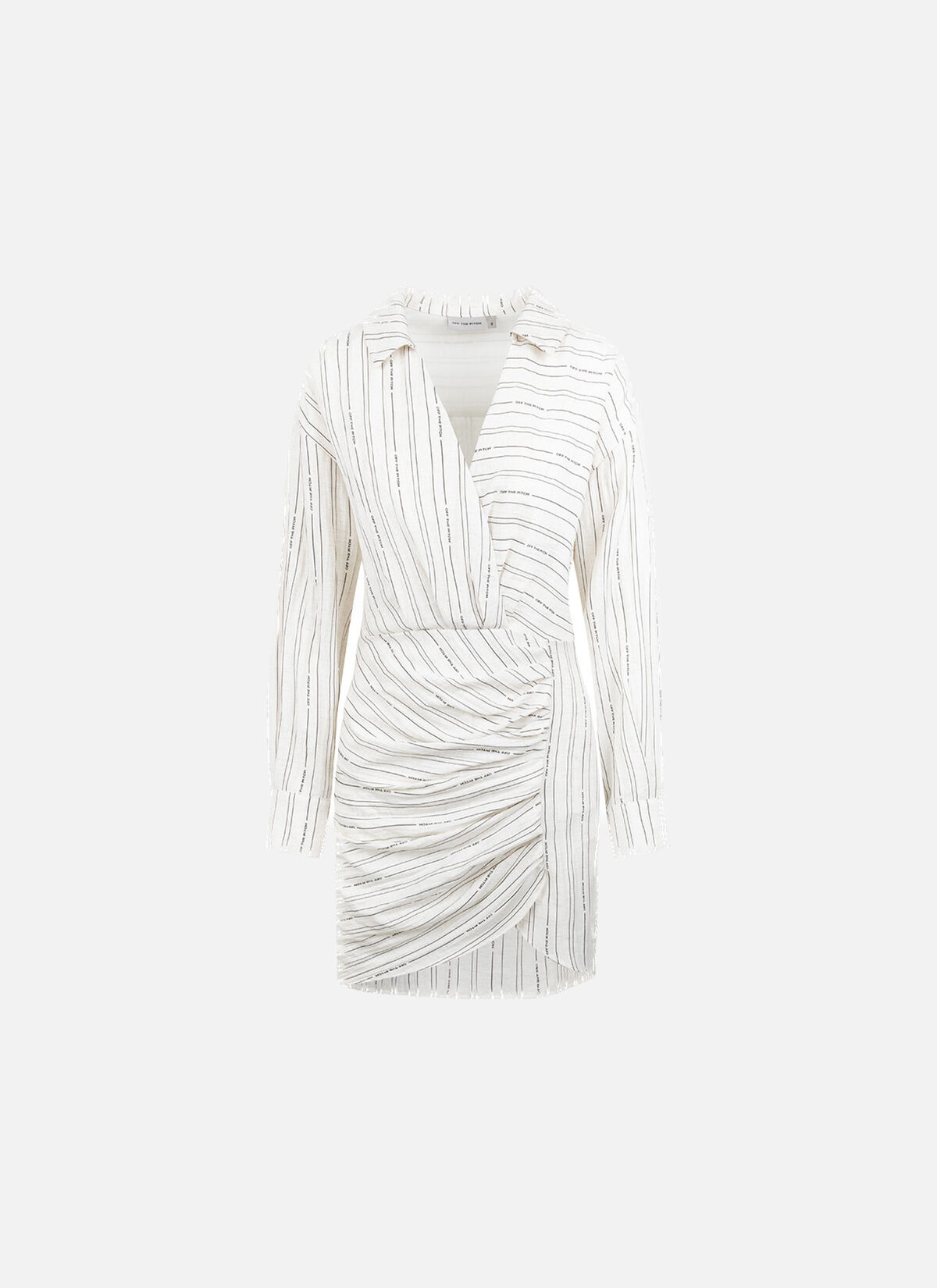 Pleated Stripe Dress, Off white, hi-res