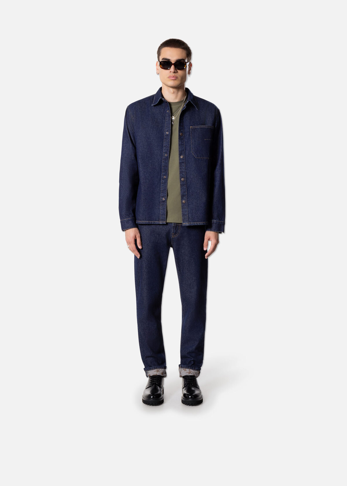 Double Faced Denim Jeans, Blue/Blue, hi-res