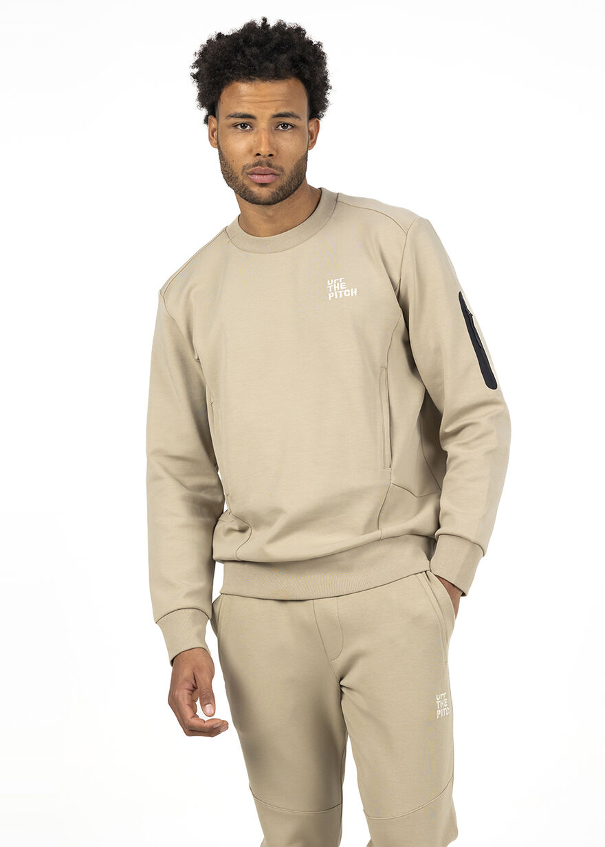 Offset Crewneck - 78% Cotton/17% Polyester/5% Elas, Sand, hi-res