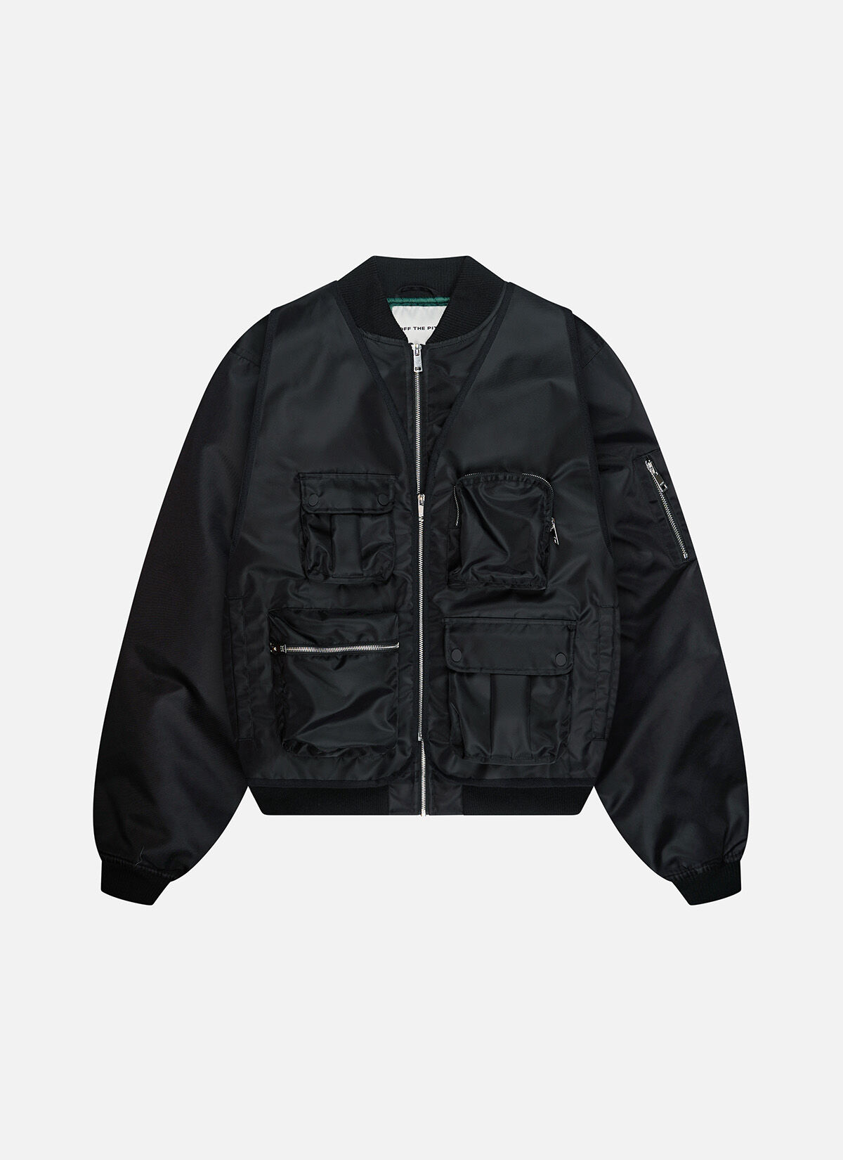 Double Layerd Bomber Jacket, Black, hi-res