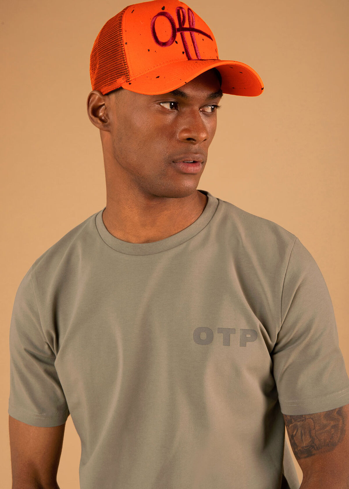 Outline Off Slimfit tee- 95% Cotton 5% Elastane- L, Green, hi-res