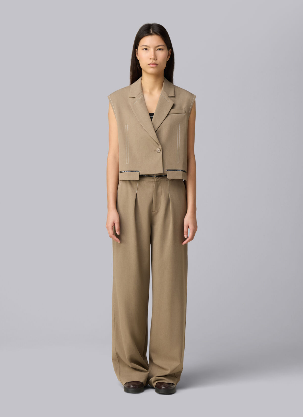 Shia Smart Sleeveless Blazer, Sand, hi-res
