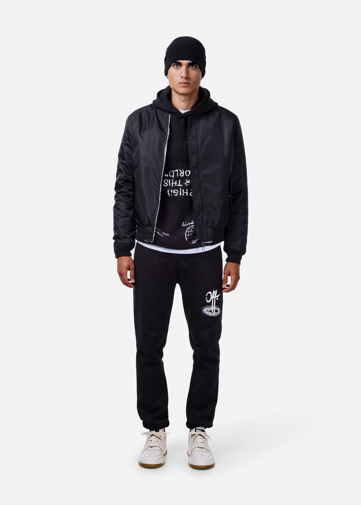 Reversible Bomber Jacket, Black, hi-res