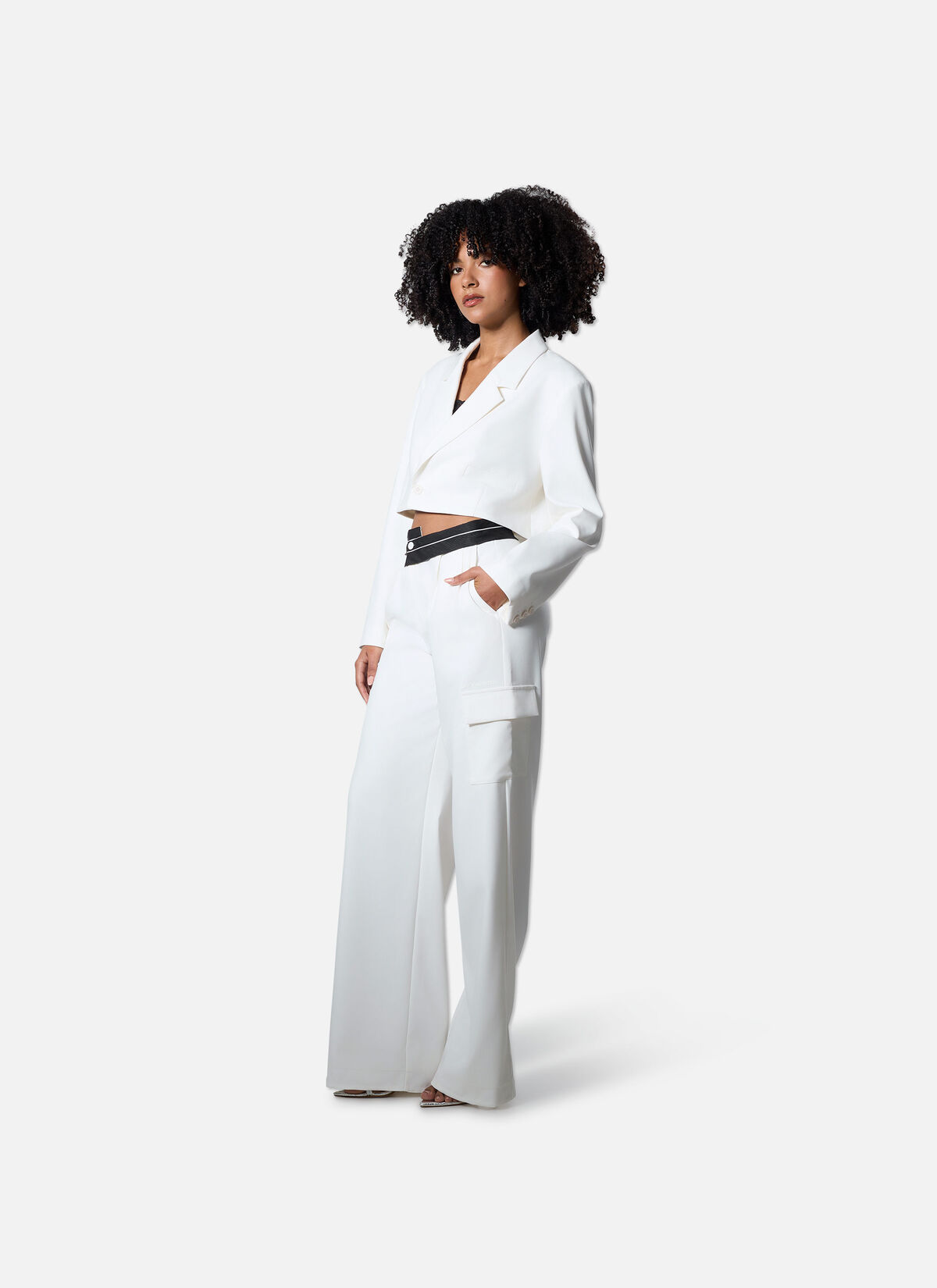 Lana Cropped Blazer, Off white, hi-res