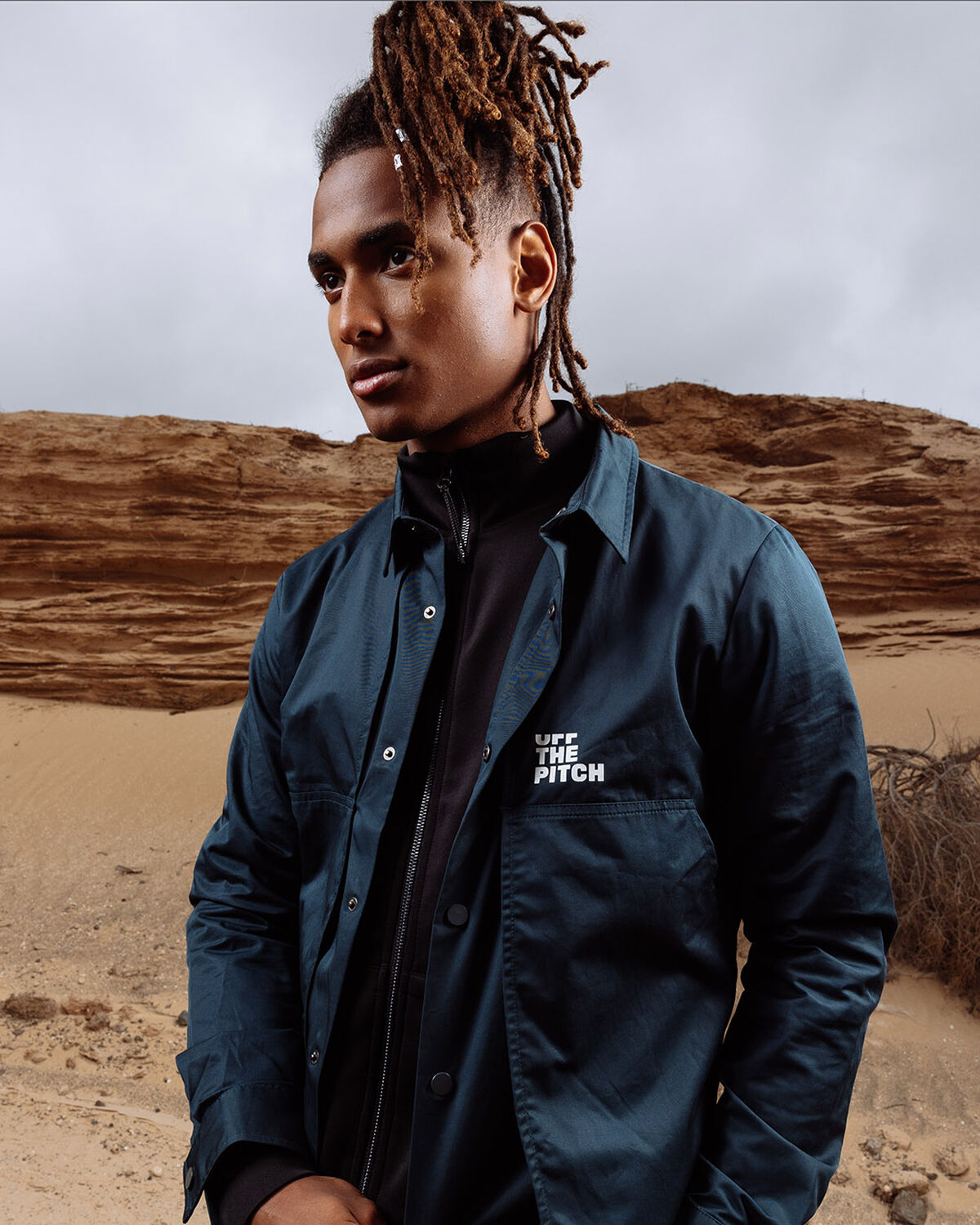 Double Layered Overshirt, Dark green, hi-res