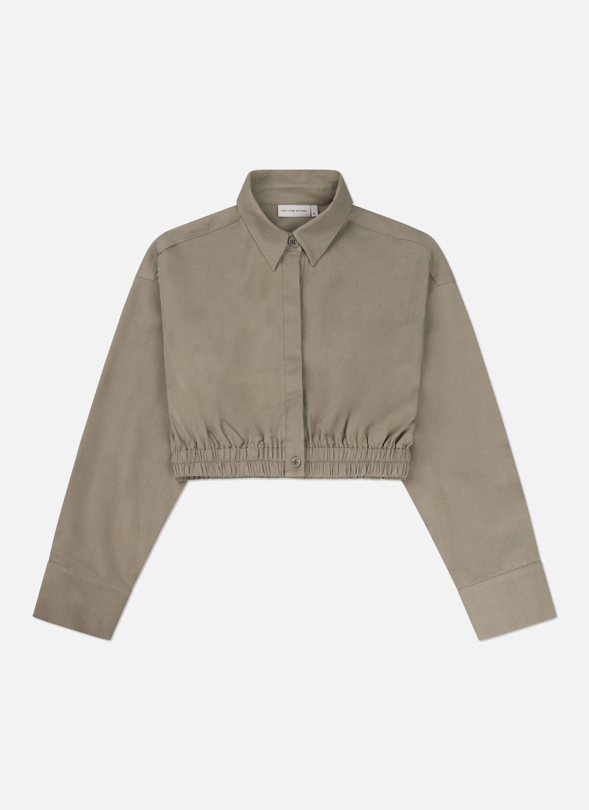Gathered Cropped Shirt, Forest Green, hi-res