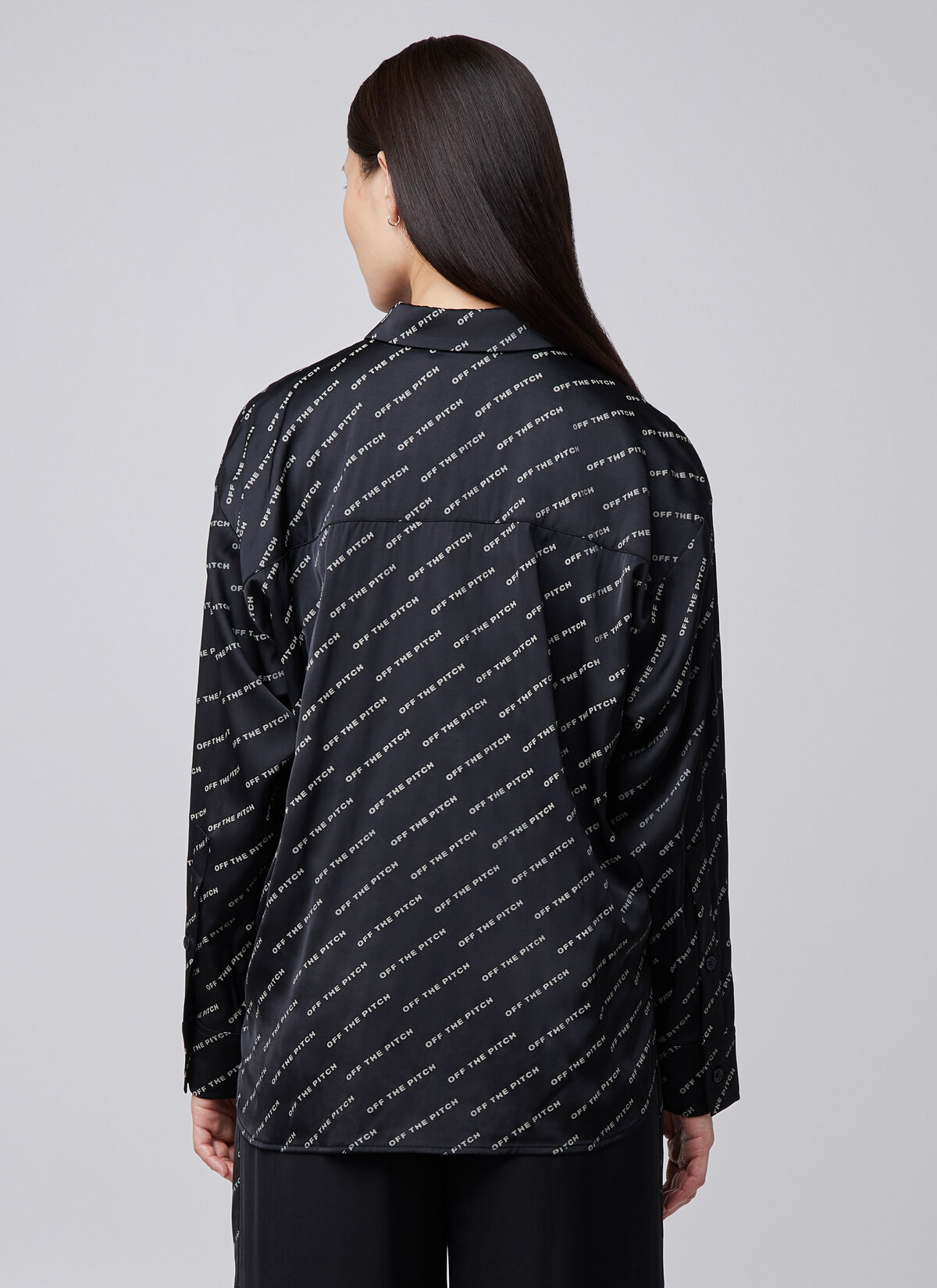 Satin Paige Shirt, Black, hi-res
