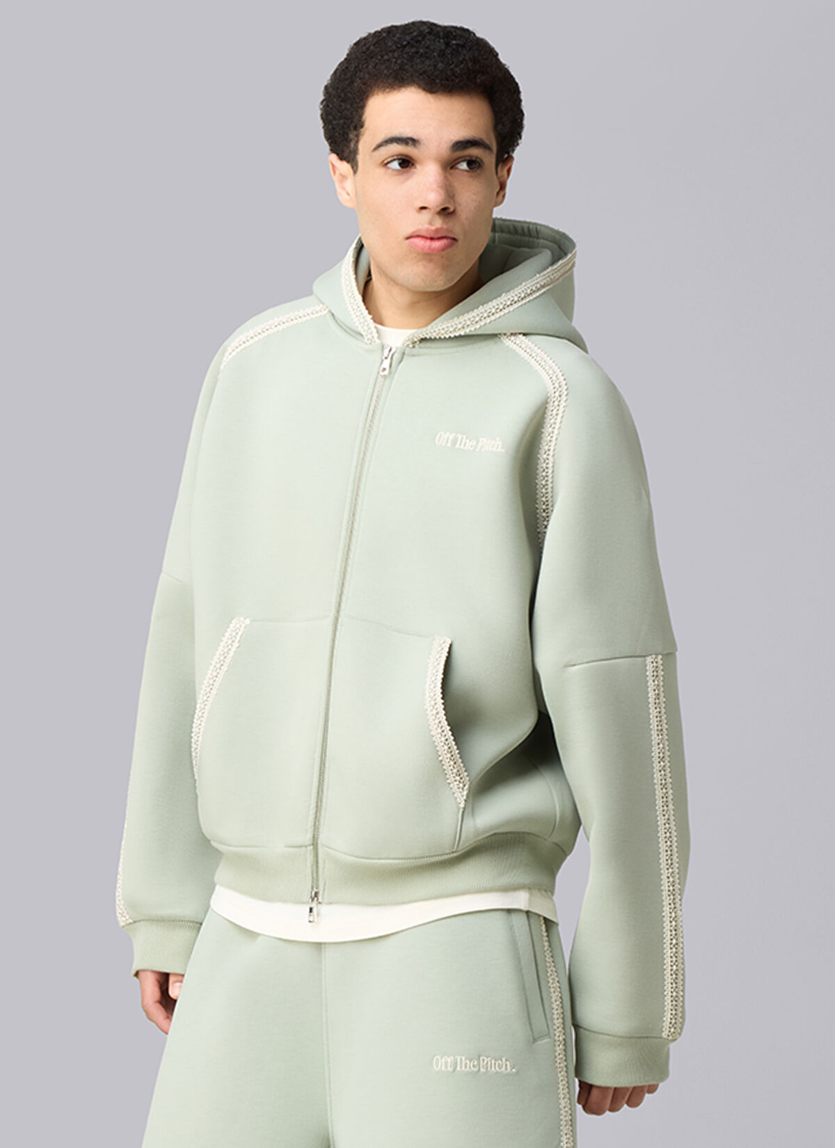 Adorment Zip Hood, Khaki, hi-res