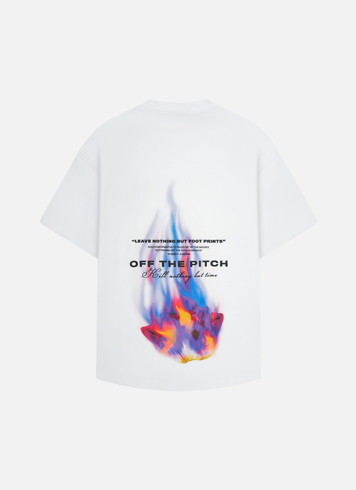 Burning Flower Oversized Tee, White, hi-res