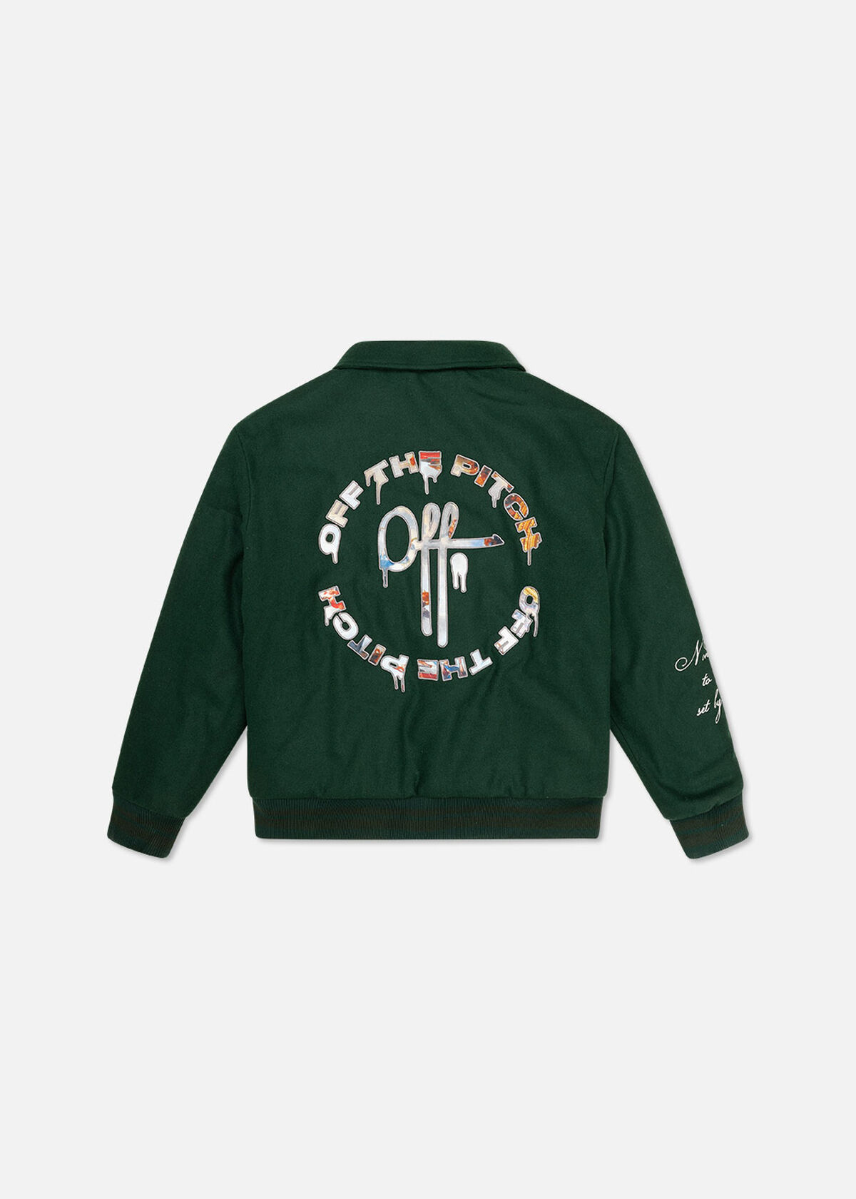 Graphic Varsity Jacket, Green, hi-res
