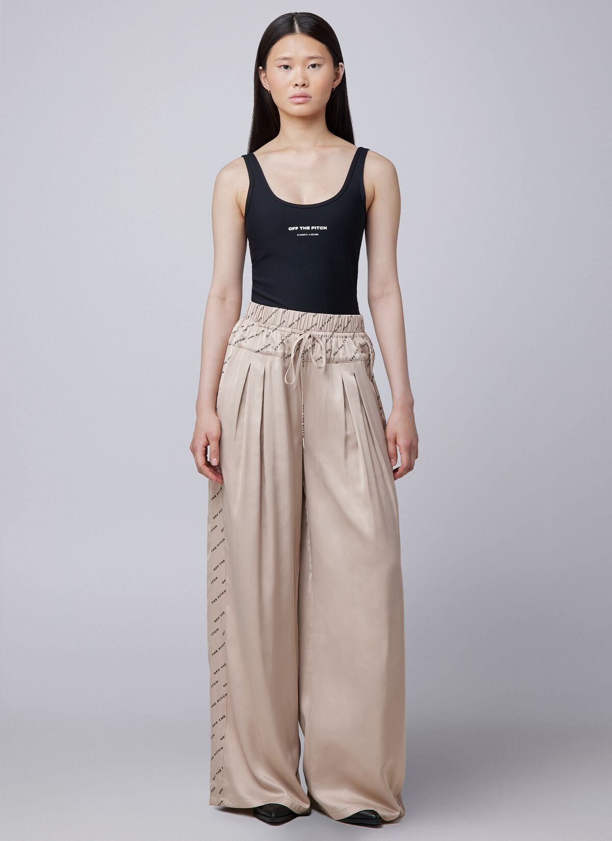 Satin Paige Pants, Sand, hi-res