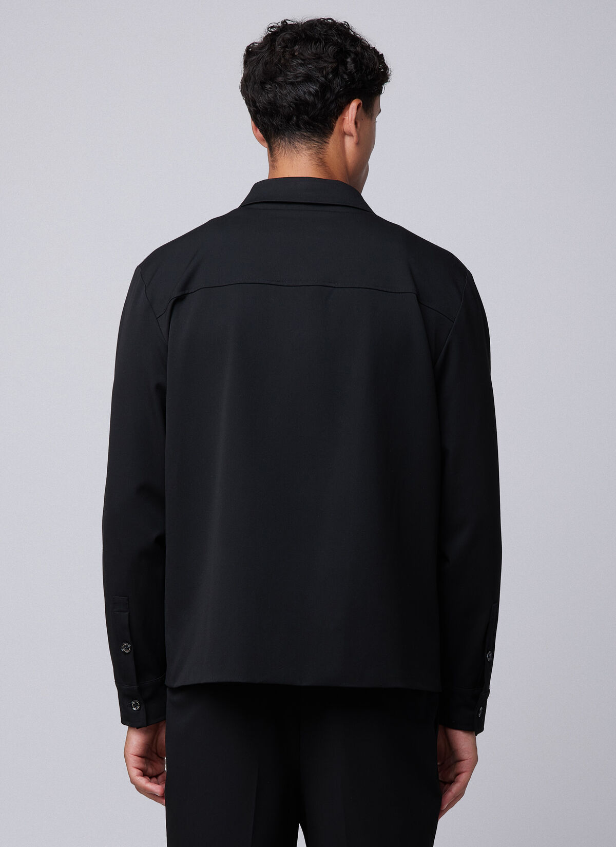Pleated Overshirt, Black, hi-res