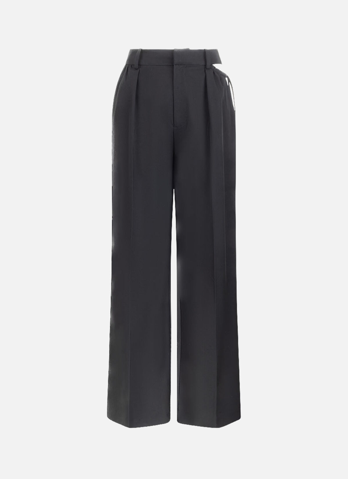 Gathered Drawstring Pants, Black, hi-res