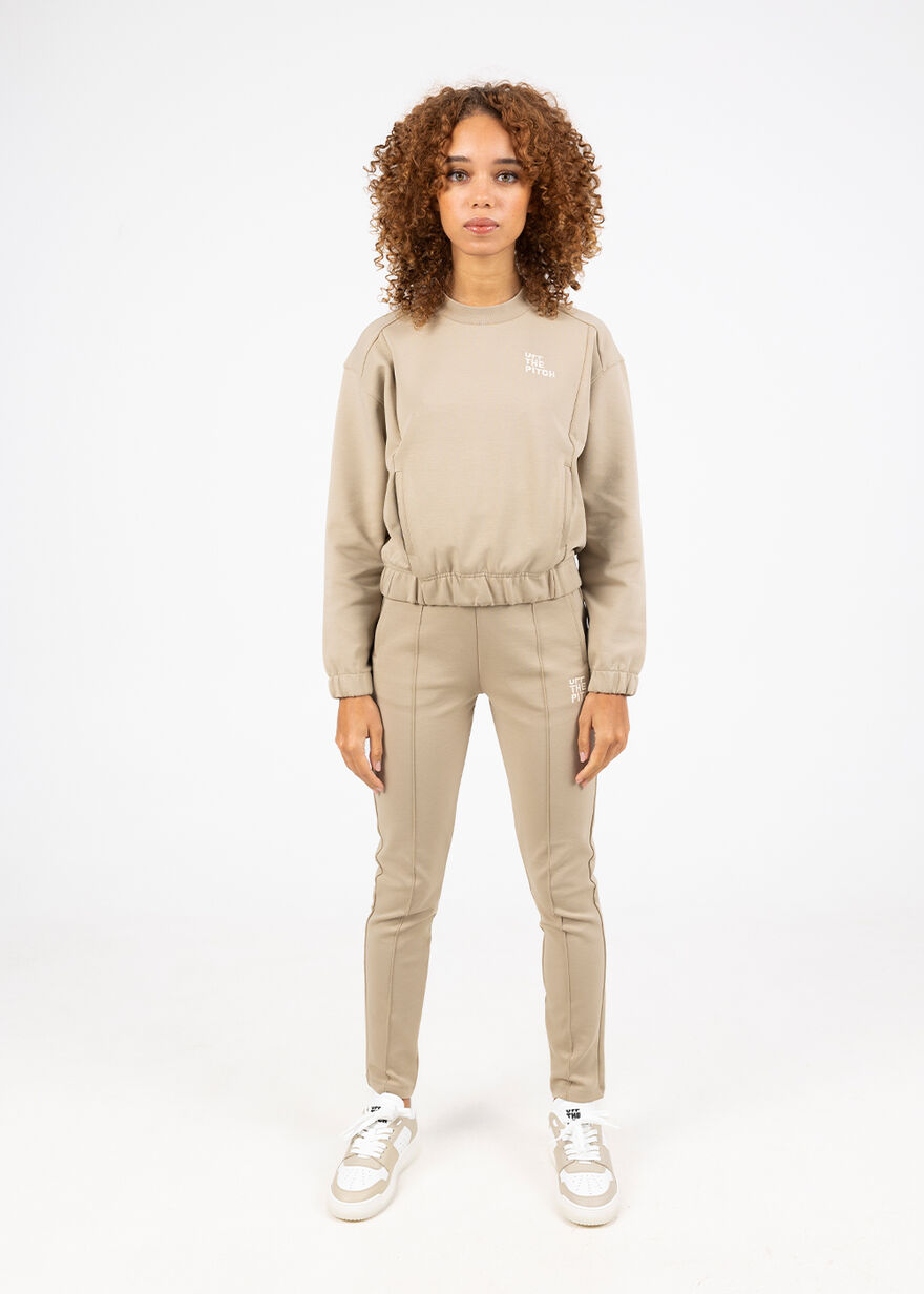 Offset Jog Suit Women - 78%Cotton/17%Polyester/5% , Sand, hi-res