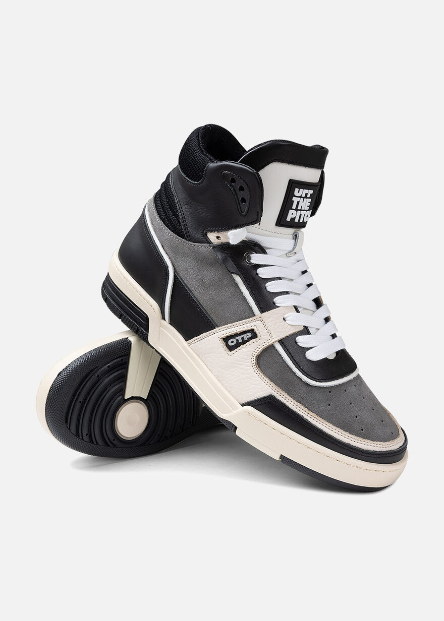 Basketta Hi - Leather/Tumbled Leather, Black/Grey, hi-res