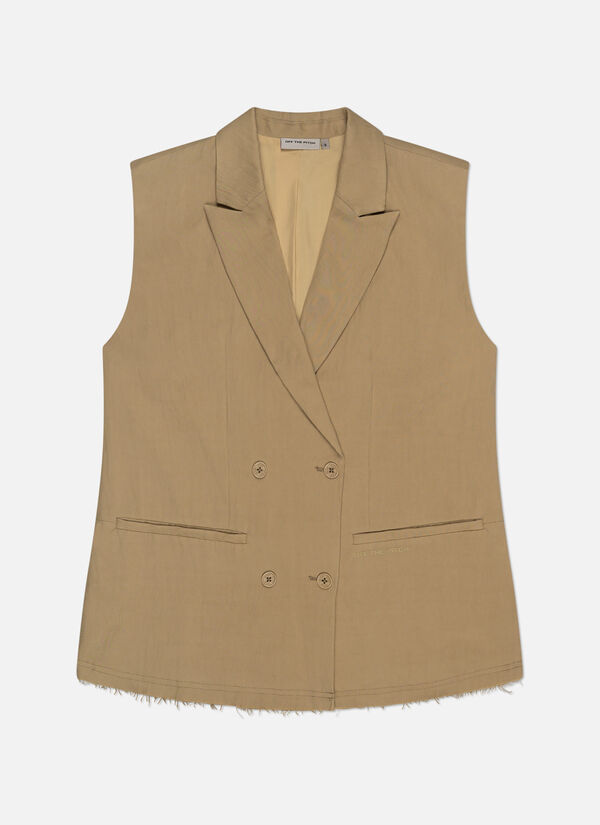 Sleeveless Frayed Blazer