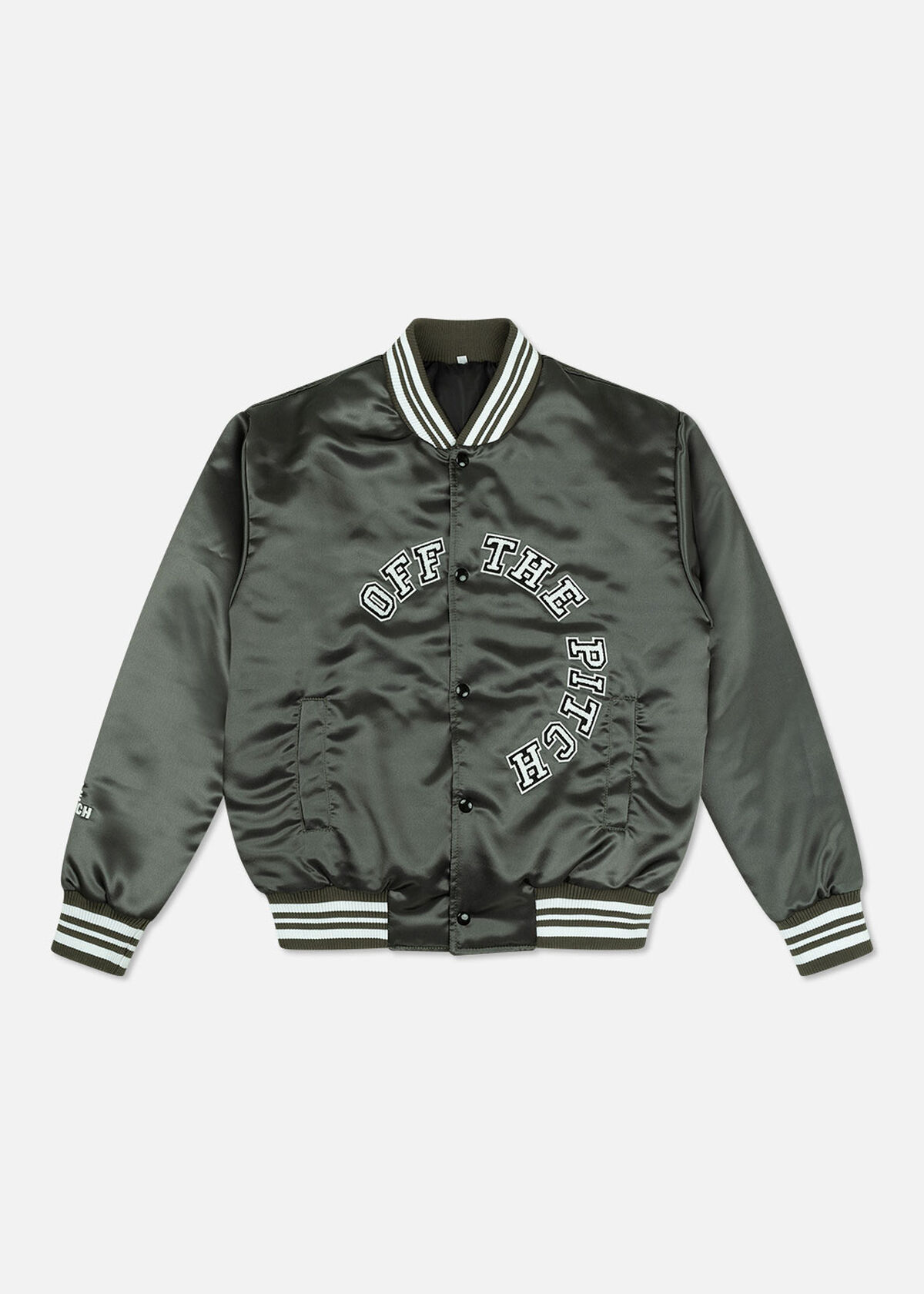 Satin Varsity Jacket, Brown/Green, hi-res