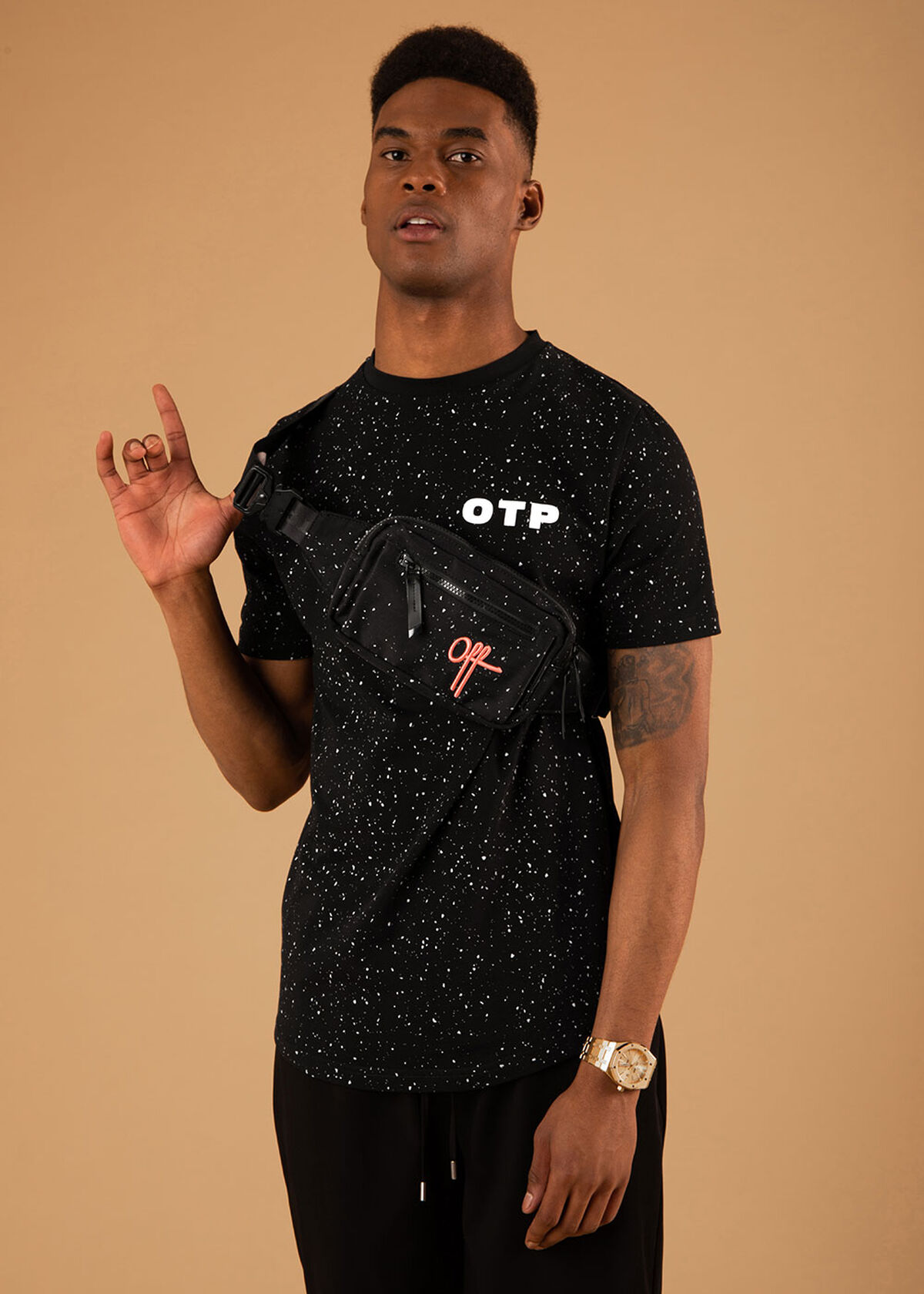 The Cosmic Slimfit Tee - Black - 95% Cotton 5% Ela, Black, hi-res