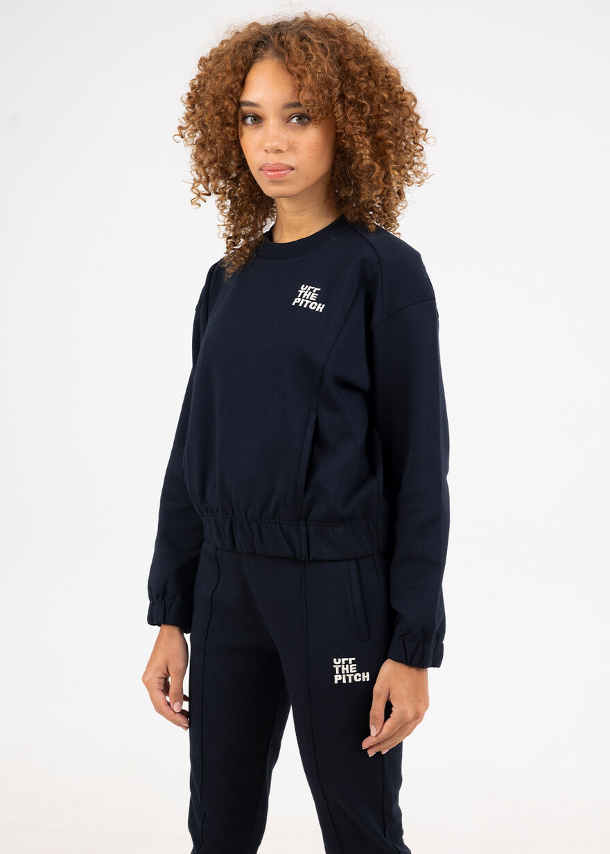 Offset Crewneck Woman - 78% Cotton/17% Polyester/5, Navy/Black, hi-res