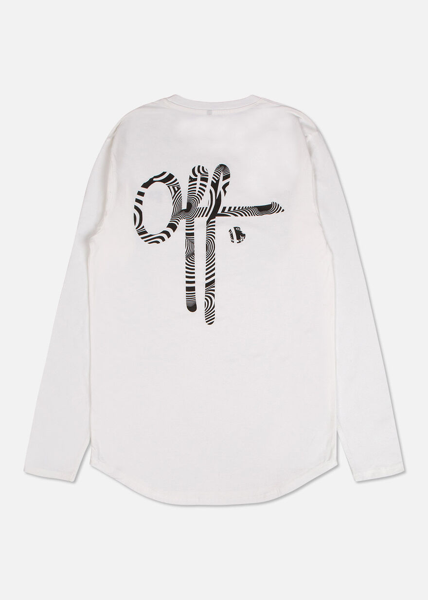 Off printed tee LS - White - 95% Cotton / 5% Elast, White, hi-res