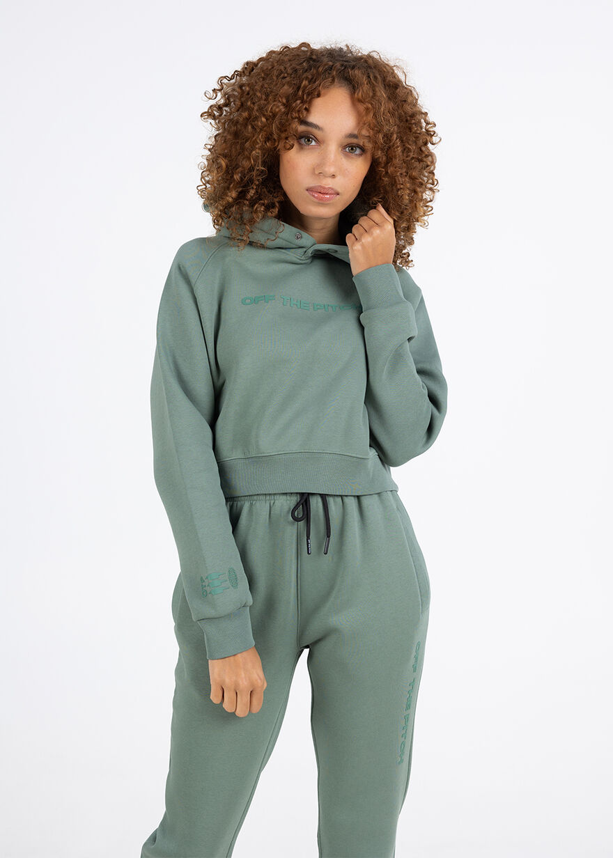 Comfort Cropped Hood Women - 100% Cotton, Forest Green, hi-res