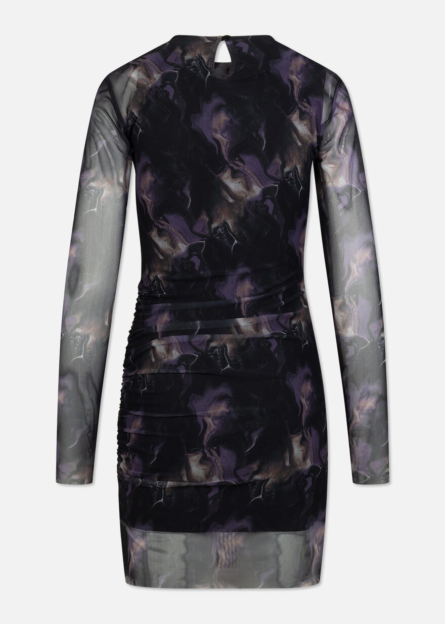 Marble Mesh Dress, Purple/Black, hi-res