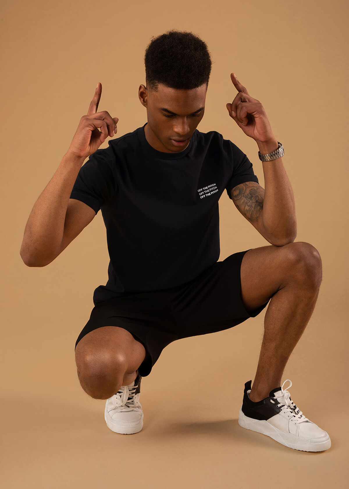 The Saturn Slimfit Tee - Black - 95% Cotton 5% Ela, Black, hi-res