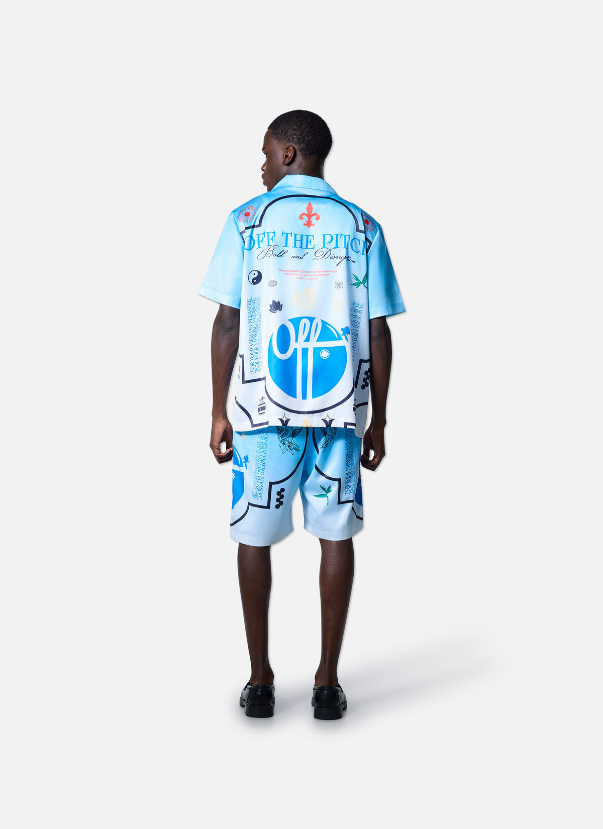 Global Satin Shirt, White/Blue, hi-res