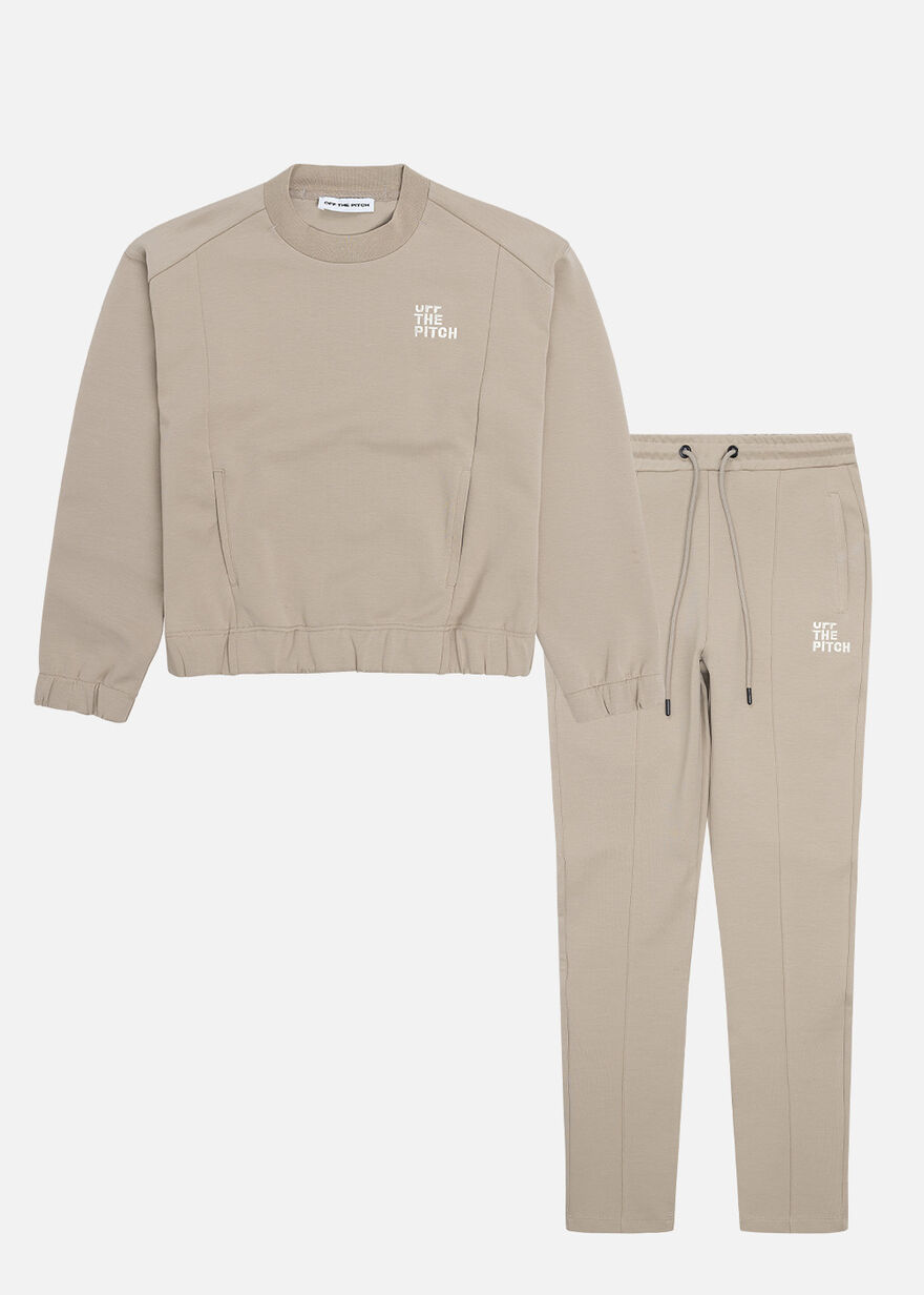 Offset Jog Suit Women - 78%Cotton/17%Polyester/5% , Sand, hi-res