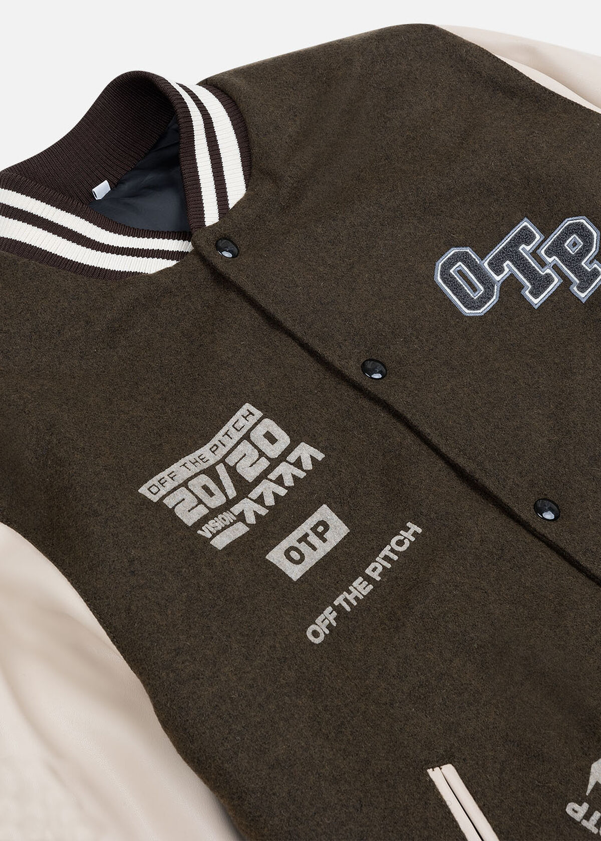 Baseball Jacket Melton - Wool, Brown, hi-res