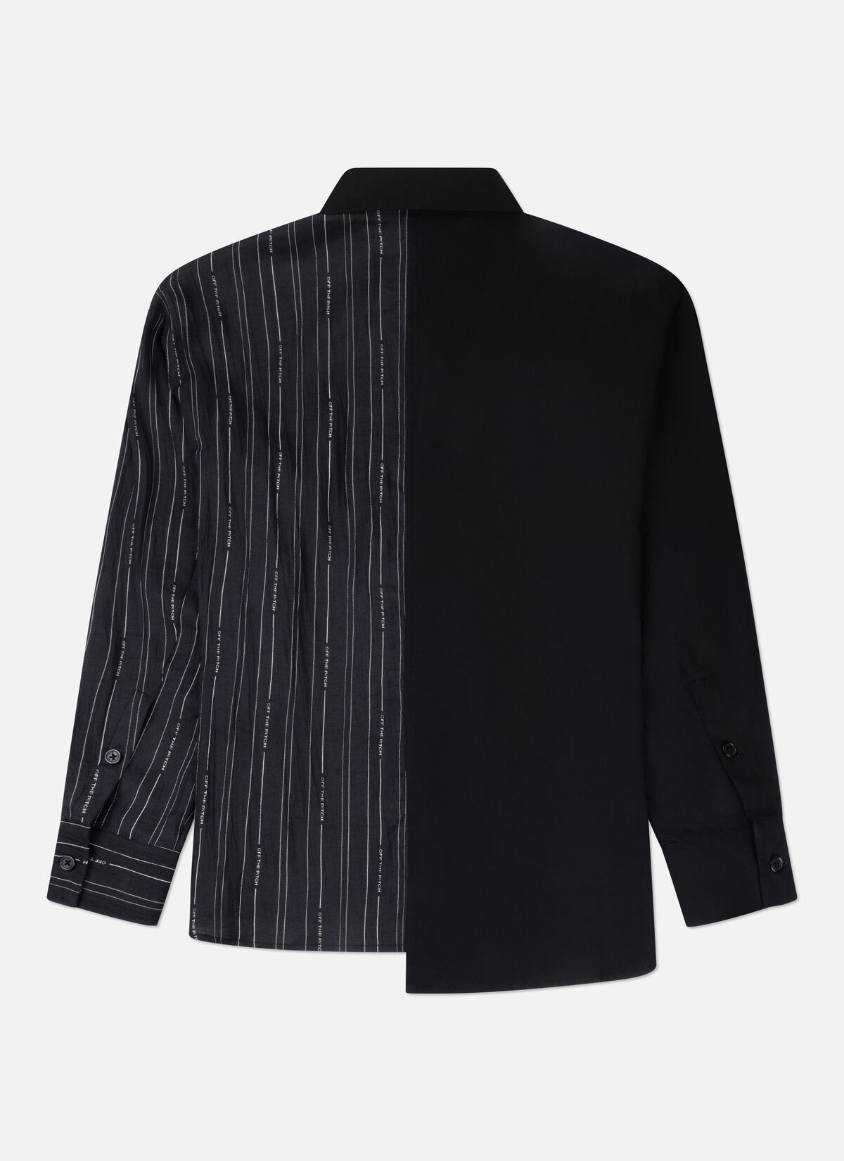 Asymmetric Striped Shirt, Black, hi-res