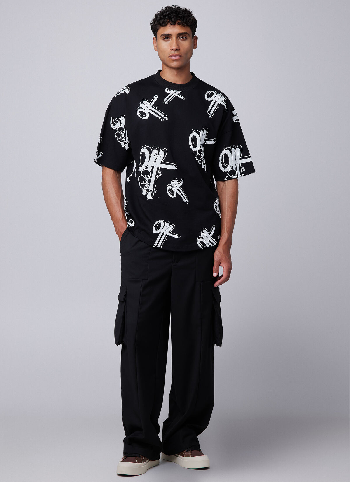 Off Mark Oversized Tee, Black, hi-res