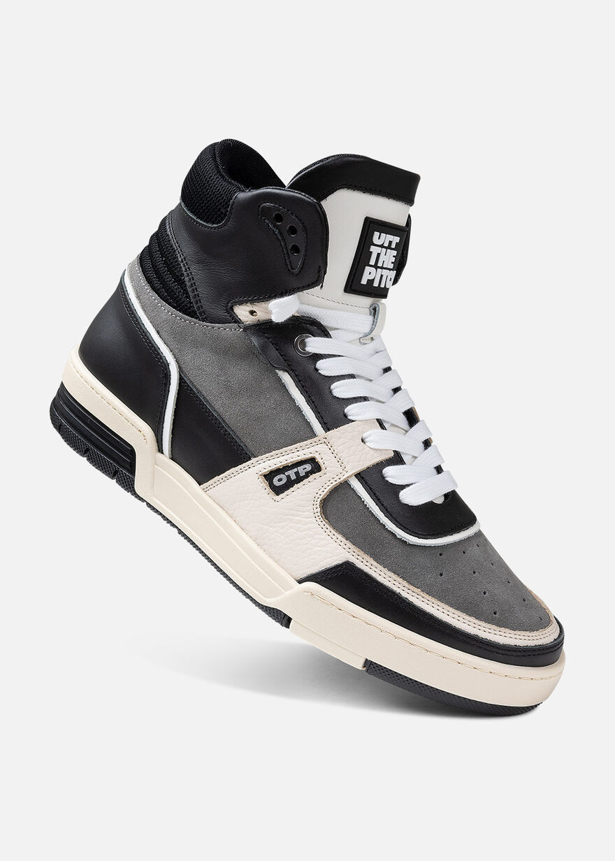 Basketta Hi - Leather/Tumbled Leather, Black/Grey, hi-res
