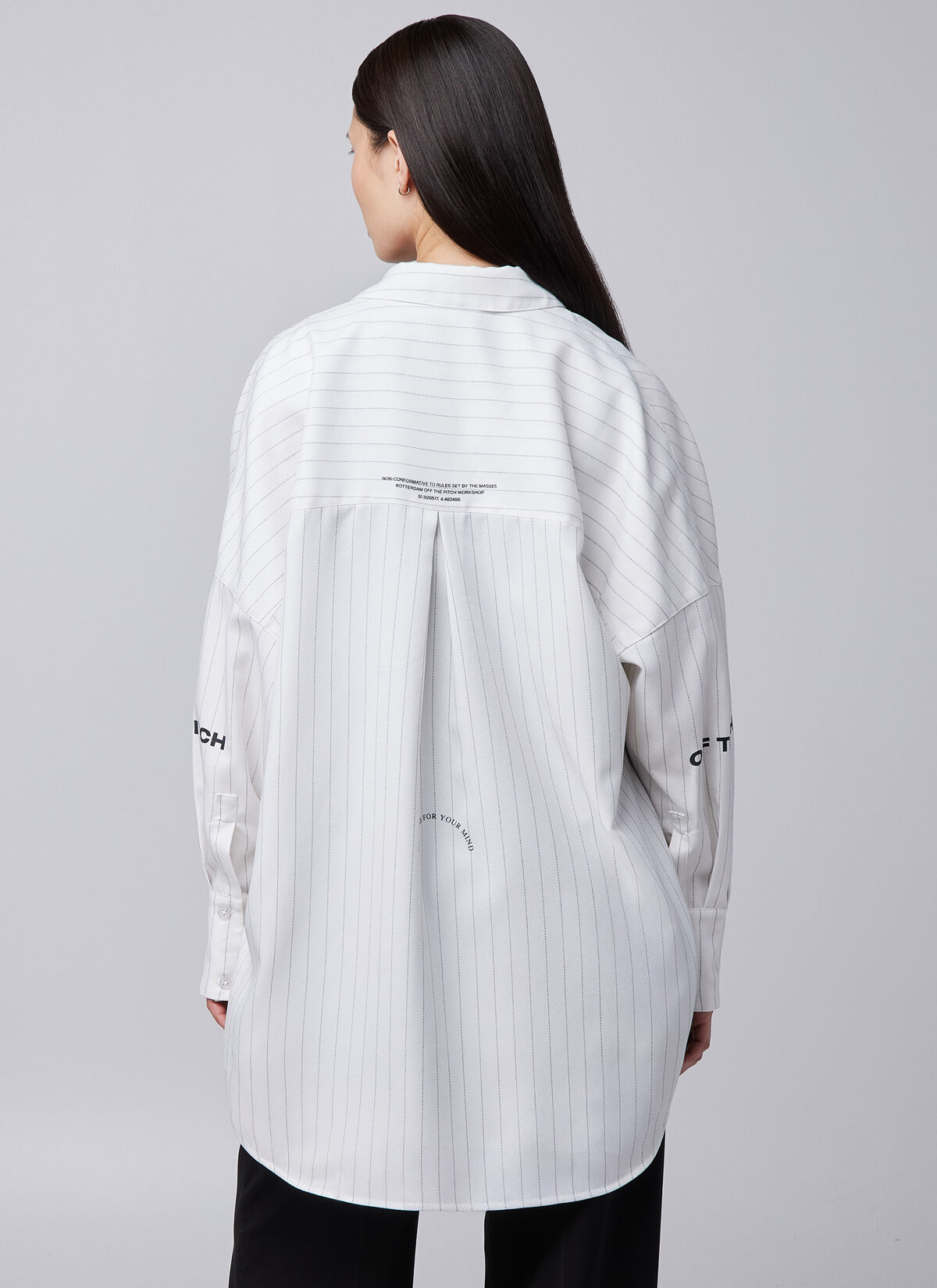 Oversized Stripe Shirt, White, hi-res