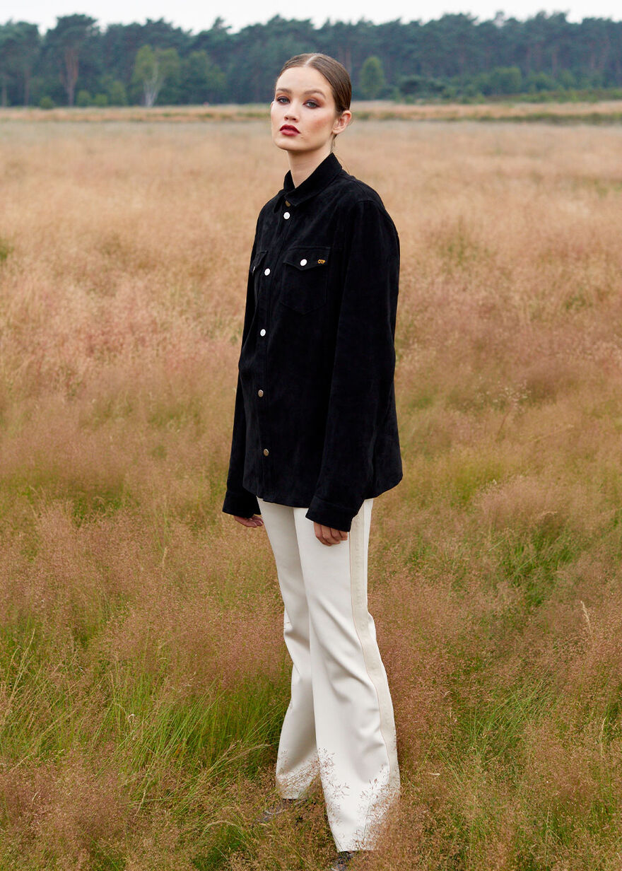The Suede Overshirt, Black, hi-res