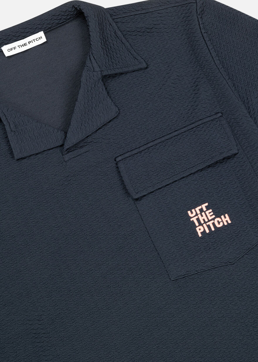 Boulevard Lapel Shirt - 97% Polyester / 3% Elastan, Navy/Black, hi-res