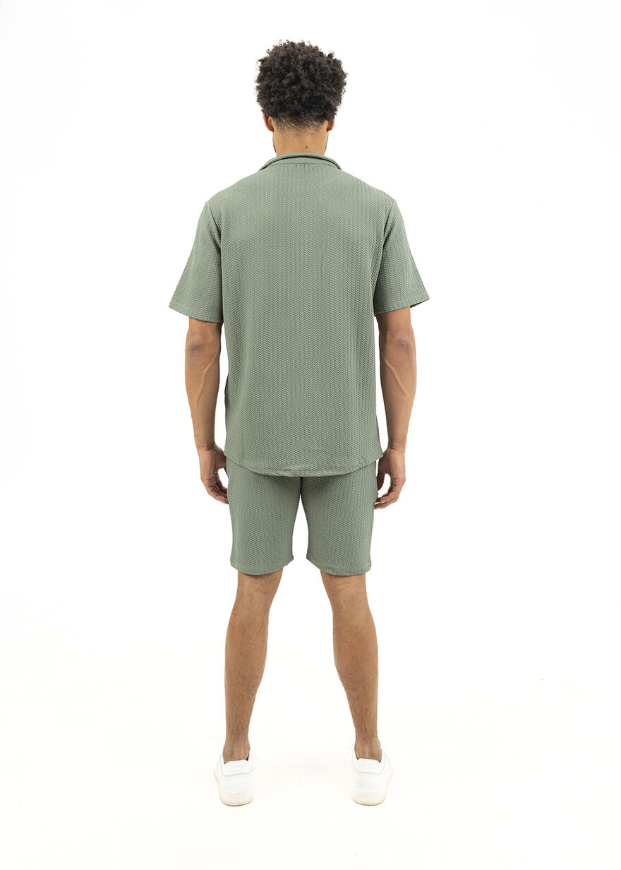 Boulevard Lapel Shirt - 97% Polyester / 3% Elastan, Forest Green, hi-res
