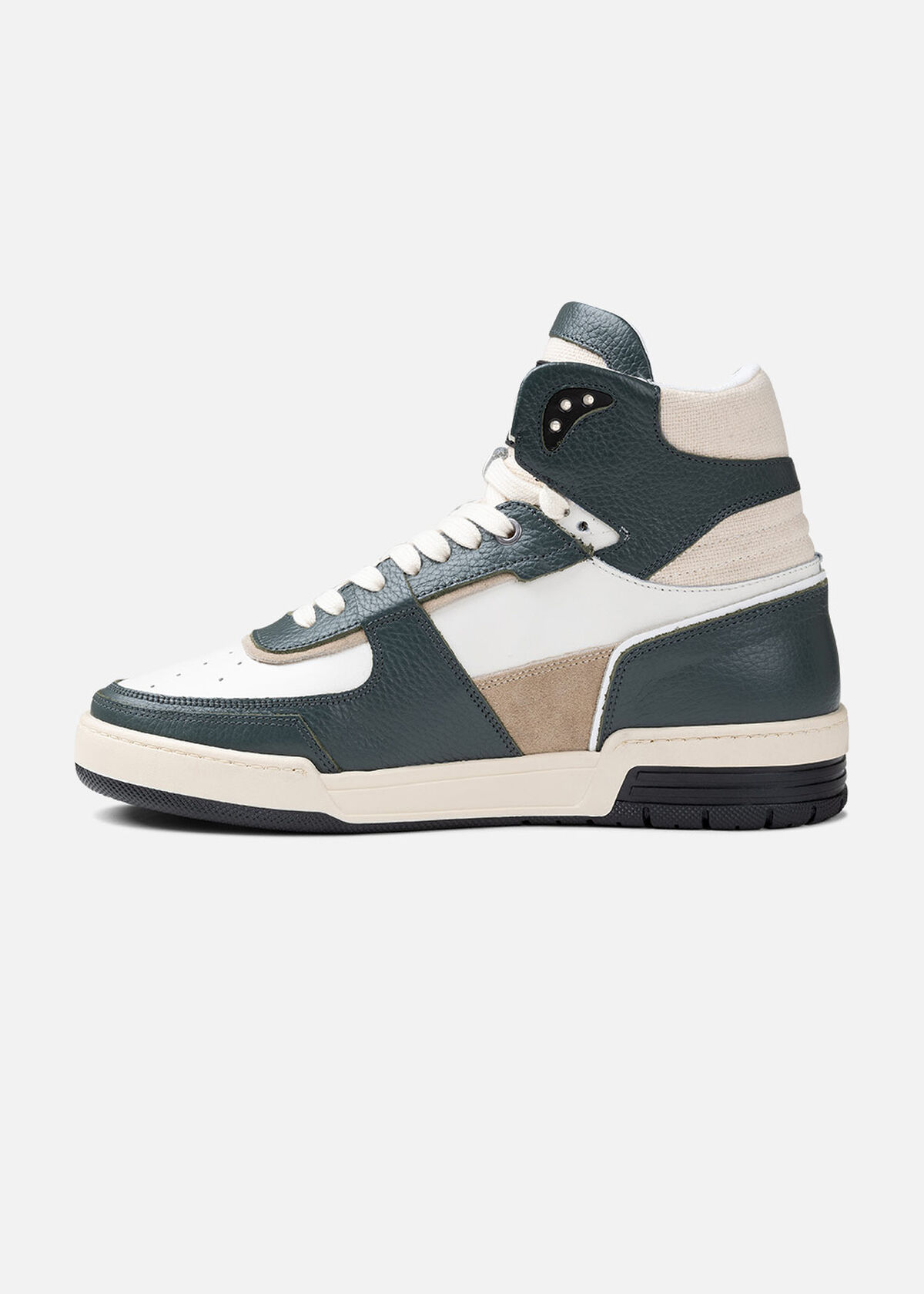 Basketta Hi - Leather/Tumbled Leather, Army green, hi-res