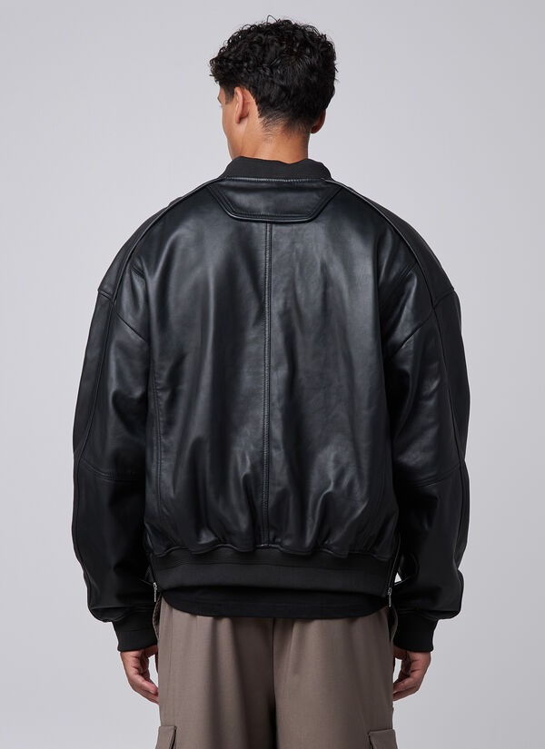 Leather Padded Bomber Jacket